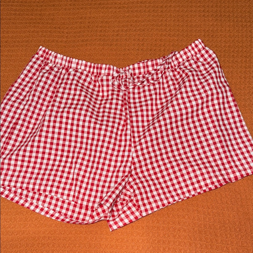 SHEIN Red Checkered High Waist Shorts